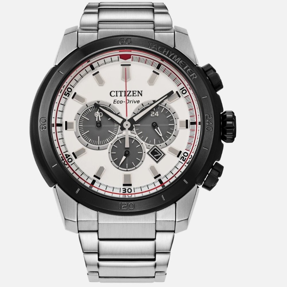 Citizen Men's Sport Casual Chronograph Eco-Drive Silver Watch 48 MM